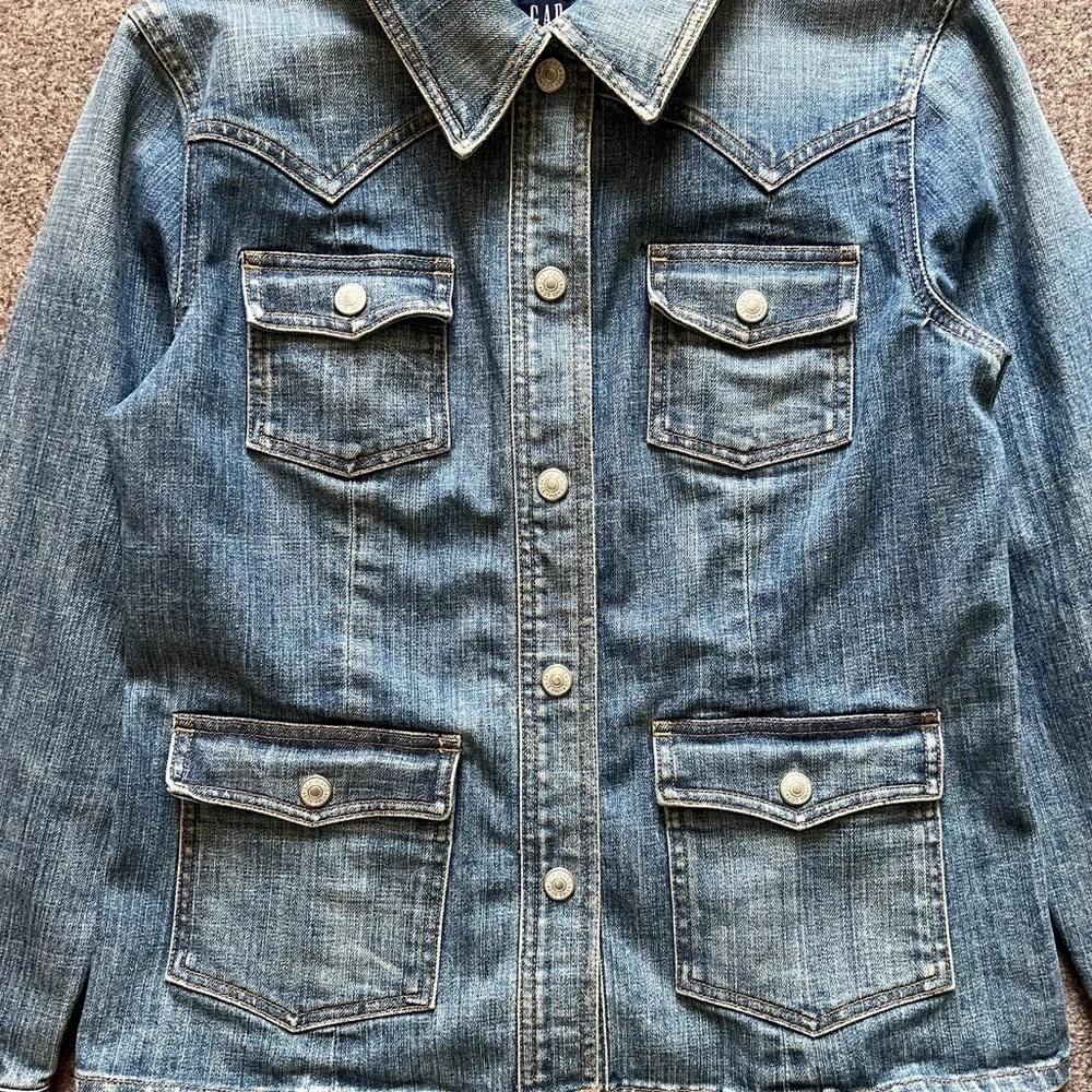 Vintage‎ Gap Blue Denim Jean Jacket Women’s Small Western Rodeo Snap Close Y2K